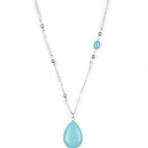 Paparazzi Peaceful Prairies Blue Necklace and Earring Set